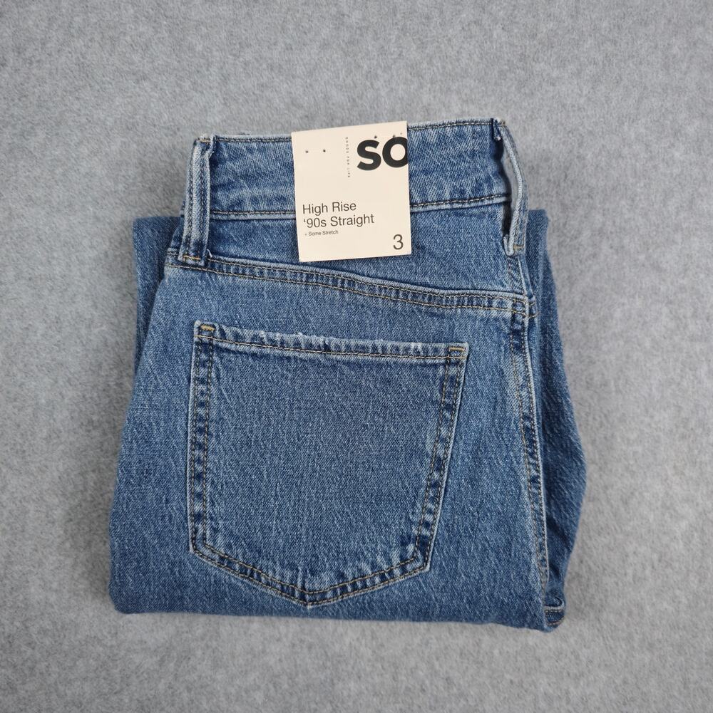 NWT SO 3/26W High Rise 90s Straight Jeans Raw Hem 26x27